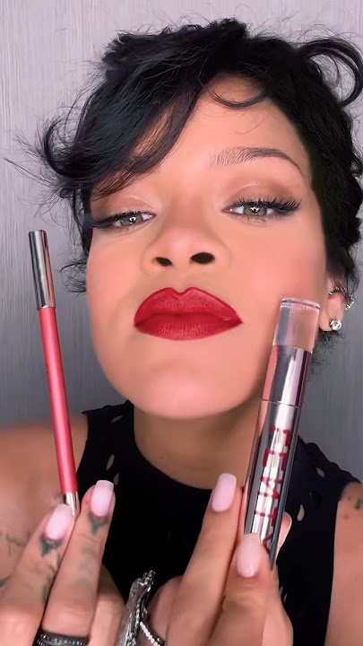 Rihanna servin up the perfect red lip all season long. Traced Out Lip Liner & Icon Velvet in The MVP