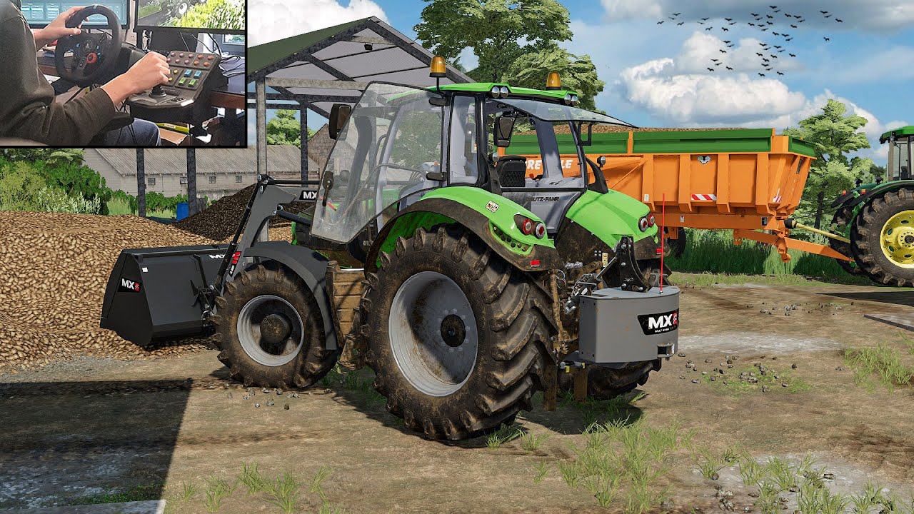 Deutz-Fahr Serie 6 OLD GEN загрузка сахарной свеклы на ферме - Logitech Saitek Геймплей | FS 22