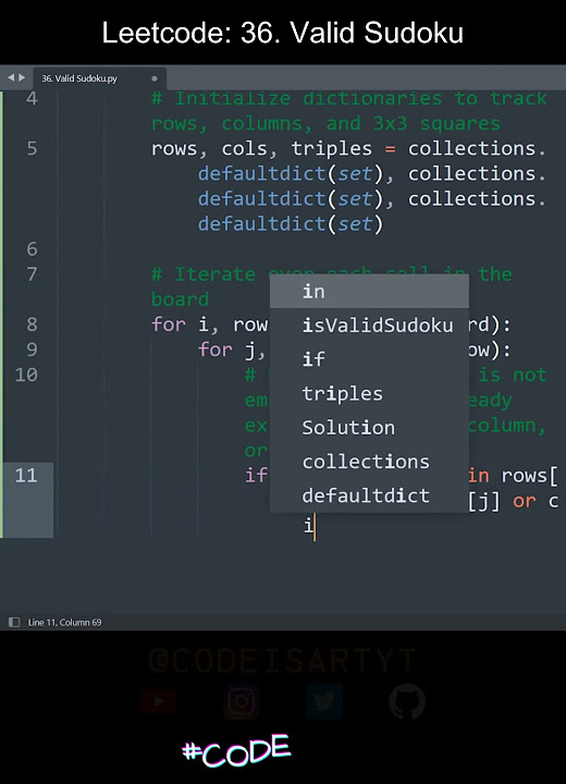 Leetcode 36. Valid Sudoku in Python | Python Leetcode | Python Coding ...