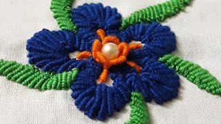 Bullion knot stitch embroidery designs/bullion stitch flower/how to make a bullion knot embroidery