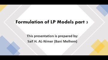 Formulation of Linear Programming Problems Part 3 شرح