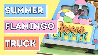 Summer Flamingo Truck DIY Kit 🌴 | Beach Tiered Tray Decor Tutorial | Bright Summer Craft
