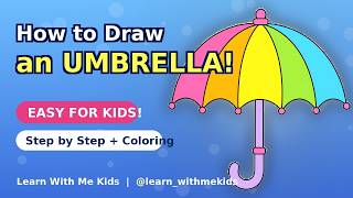 Easy Rainbow Umbrella Drawing for Kids Step by Step Color With Me