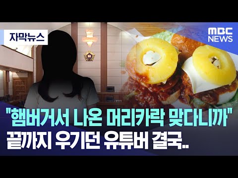 자막뉴스 햄버거서 나온 머리카락 맞다니까 끝까지 우기던 유튜버 결국 2023 10 31 MBC뉴스 