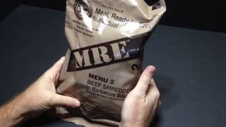 MRE Review 2014 U.S. Military  Menu 2 Beef shredded In Barbecue Sauce