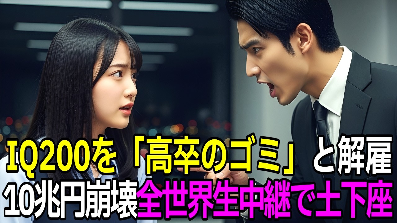 IQ 200の天才少女を「高卒のゴミ」と解雇した無能な御曹司。1ヶ月後、全世界生中継の10兆円プロジェクトで致命的ミスが発覚し、涙の土下座…【スカッとする話】