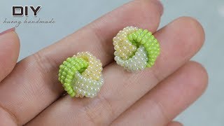 How to make beaded stud earrings. Knot earrings diy