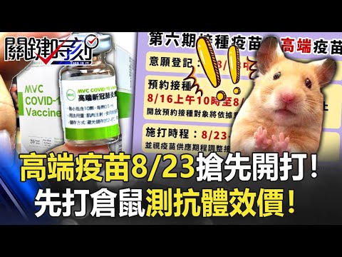 高端疫苗8/23搶先開打！食藥署檢驗封緘須28天 先打倉鼠測抗體效價！【關鍵時刻】20210811-2 劉寶傑 黃暐瀚 林氏璧 吳子嘉