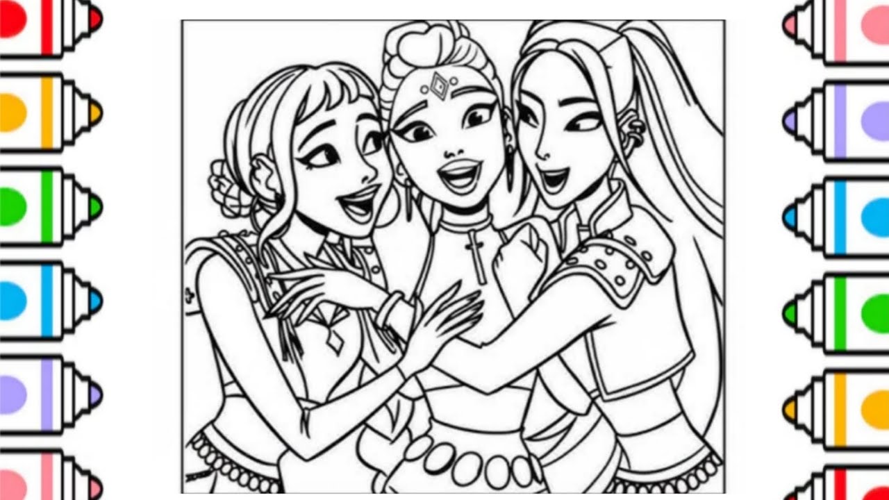 Satisfying Coloring Rumi, Mira, Zoey / K-Pop Demon Hunter's / New Coloring Pages 