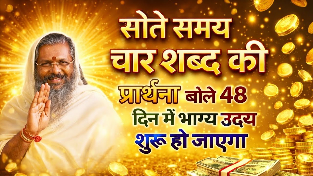 सोते समय यह चार शब्द की प्रार्थना बोले। 48 दिन में भाग्य का उदय शुरू हो जाएगा।#live#thoughtyoga