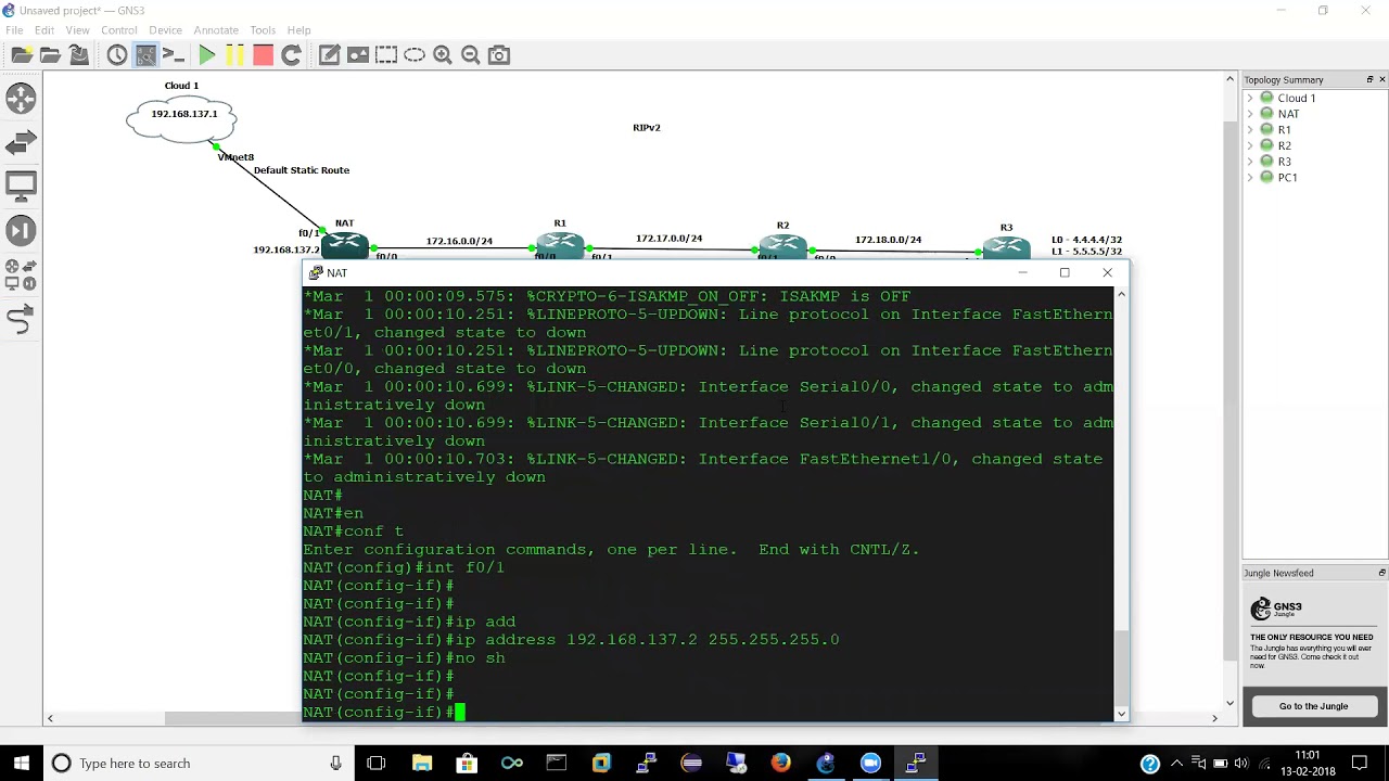 How to configure NAT Overload (PAT) on GNS 3 in Hindi - YouTube