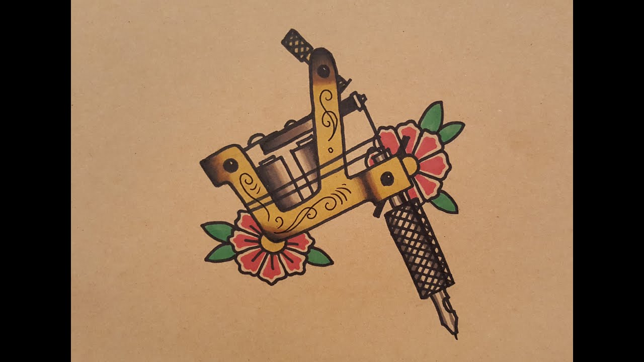 Traditional tattoo machine woodcut by Vitor Meuren on Dribbble