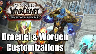 WoW Shadowlands Draenei & Worgen Customizations