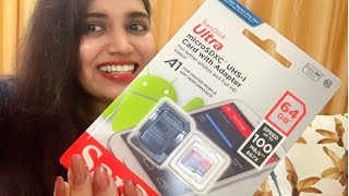 sanDisk 64GB memory card unboxing and review | Boss Betty Blogger |unboxing SanDisk 64gb SD card