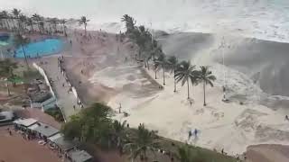 Durban beach closed due to high waves DRAMATIC AERIAL VIDEO