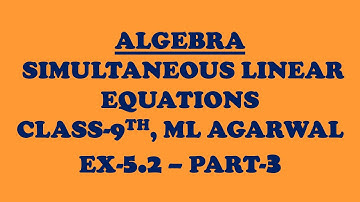 ALGEBRA-SIMULTANEOUS LINEAR EQUATIONS  Class 9th  Ex-5.2 - Qno 10 to 12