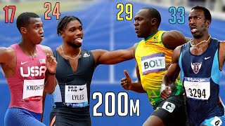 Fastest 200m Time at every Age 15-35 [Updated]