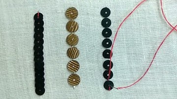 3 Different ways to attach Sequin bead hand embroidery using normal needle, How to sew sequins