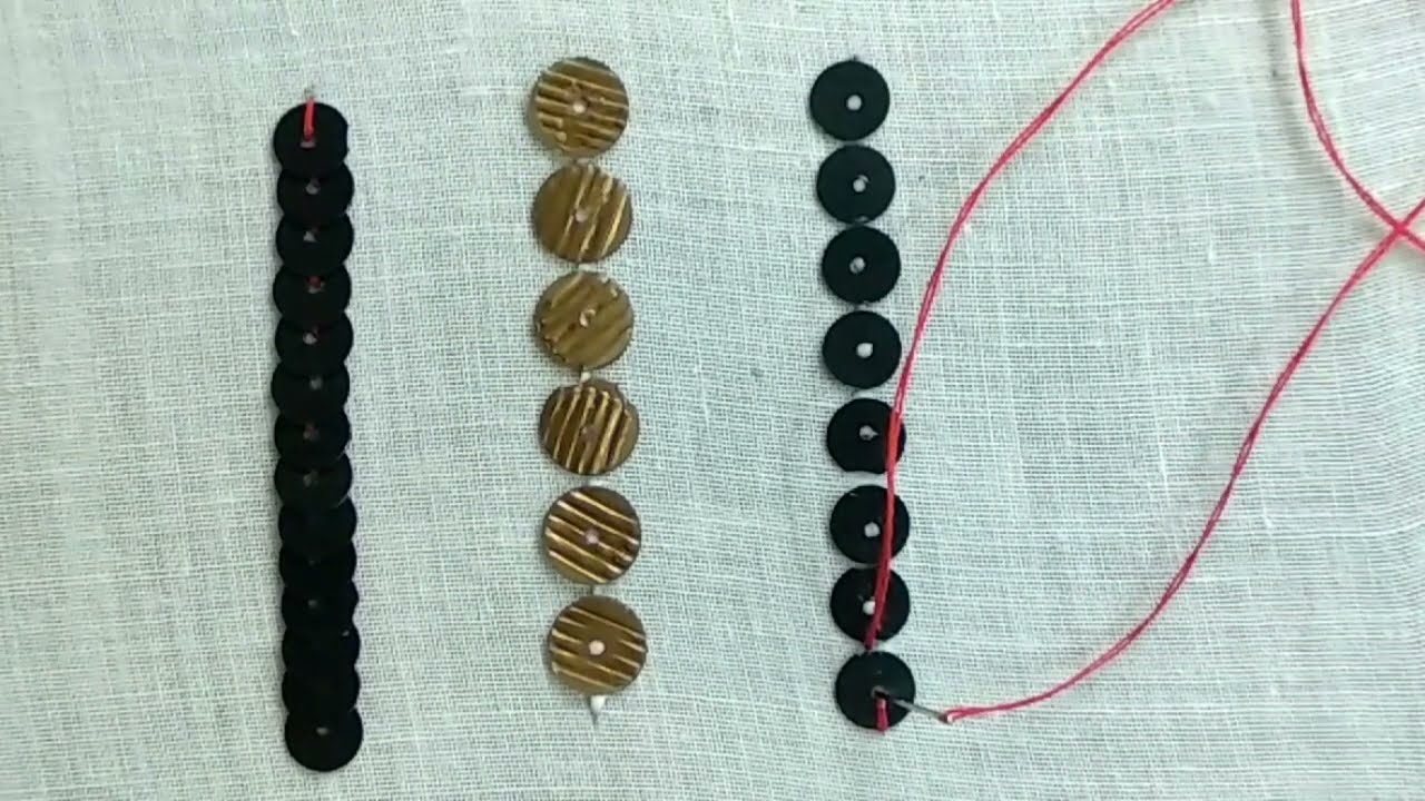 3 Different ways to attach Sequin bead hand embroidery using normal needle, How to sew sequins