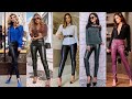 gorgeous and stylish street style leather & latex pants outfits//leather leggings
