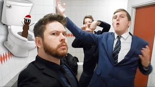 Suit Up In A Public Toilet