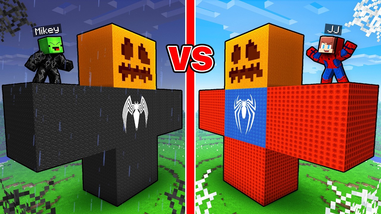 JJ and Mikey: SPIDER-MAN vs VENOM Golem Battle!