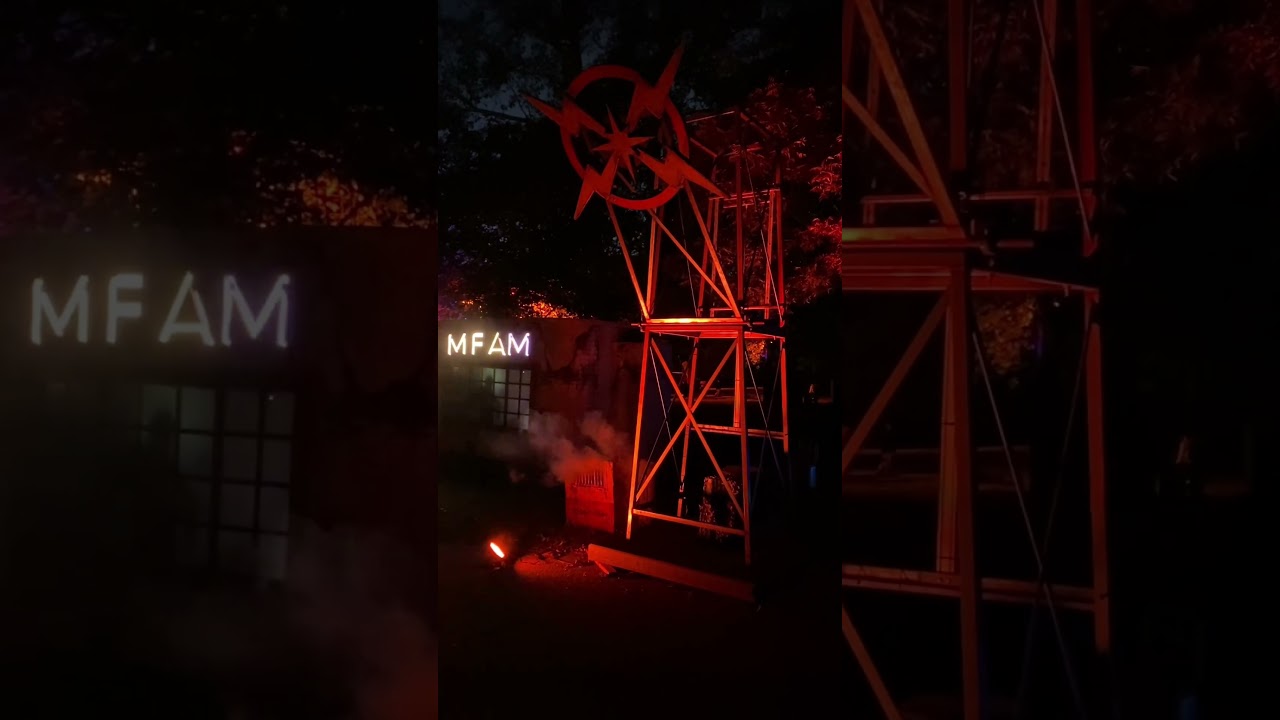 Falling radio tower project for a hayride event. Lighting effects not shown in this video.