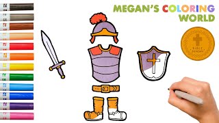 Armor of God🛡️Drawing and Coloring for Kids & Toddlers! | Bible Sunday