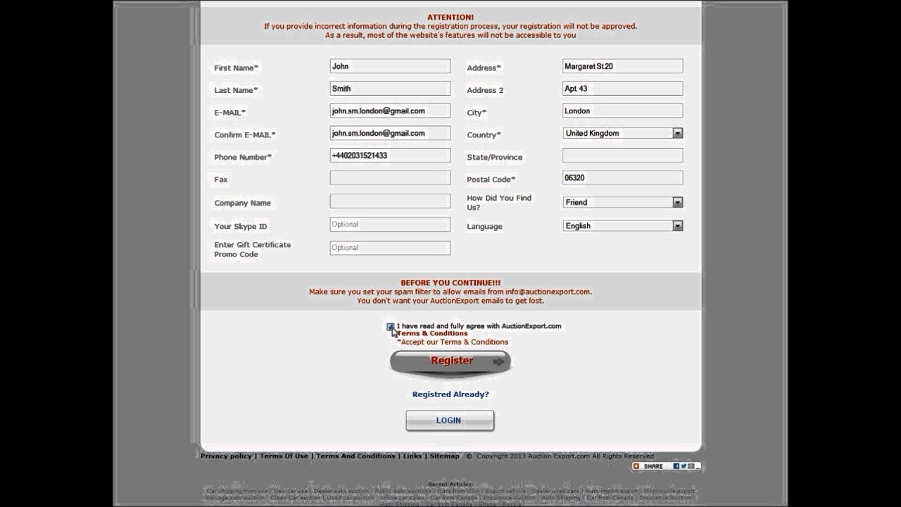 AuctionExport.com -- How to register - YouTube