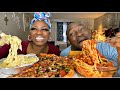 ITALIAN FOOD FEAST MUKANG!| FETTUCCINE PASTA| GOURMET PIZZA| SPAGHETTI EATING SHOW!