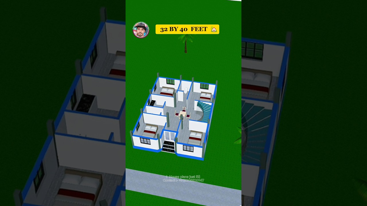 32 by 40  4 bhk house plans 🏡