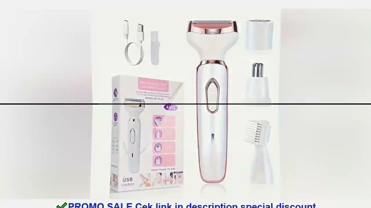 4 In 1 Electric Lady Shaver, Body Hair Removal Epilator, Painless Cordless Trimmer Razor, Gifts For