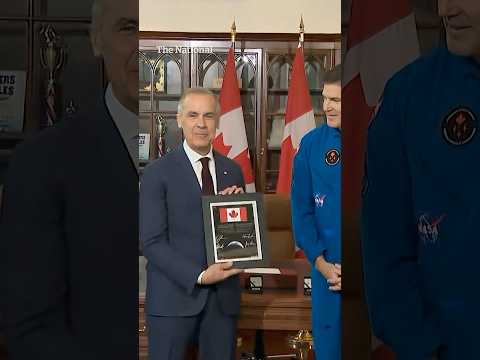 Artemis II crew gives Carney flag that went around the moon 🇨🇦