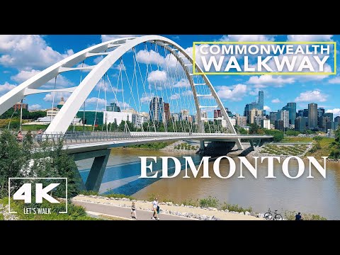 Walking Edmonton Commonwealth Walkway2021 | Walterdale Bridge | 4K Canada Virtual Travel Walk Tour