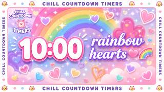 10 Minute Classroom Timer | Rainbow Hearts | Relaxing Focus Music
