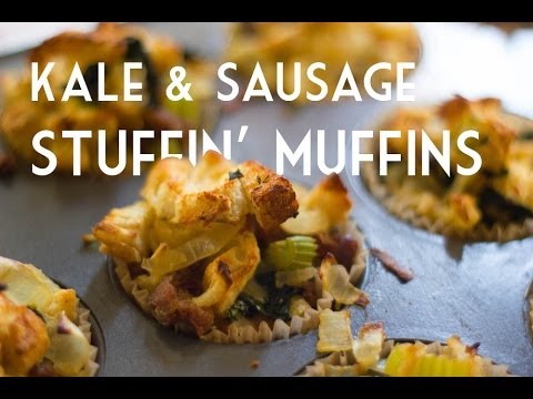 Thanksgiving Recipe: Kale Sausage Stuffing Muffins | Total Noms - YouTube