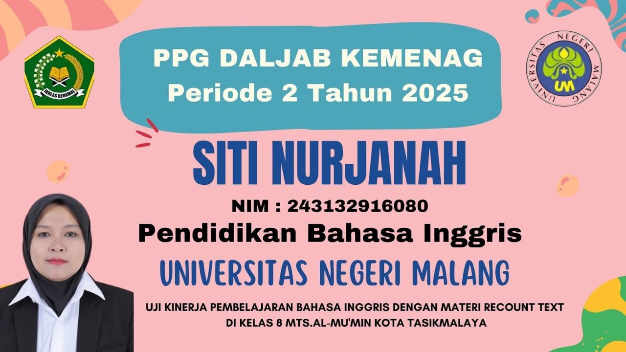 VIDEO UKIN PPG Daljab Kemenag 2025 | Bahasa Inggris : Recount Text I Universitas Negeri Malang