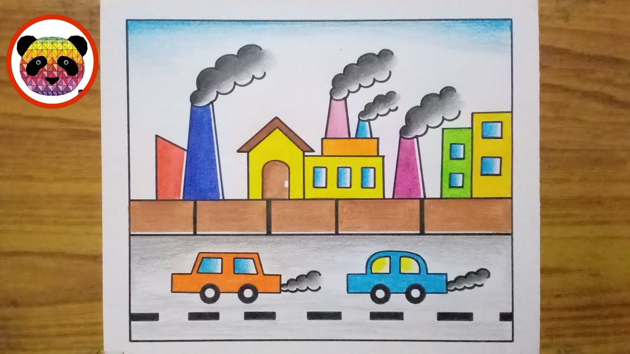 factory air pollution drawing in simple and easy steps | diy | science  drawing academy - YouTube