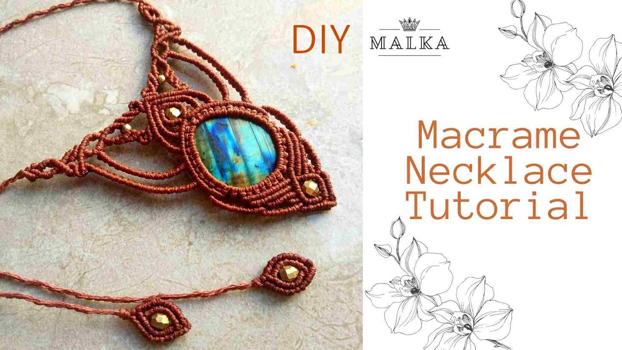 Macrame Drop Stone Necklace Beautiful Macrame Necklace Full Tutorial  DIY Macrame Jewelry YouTube