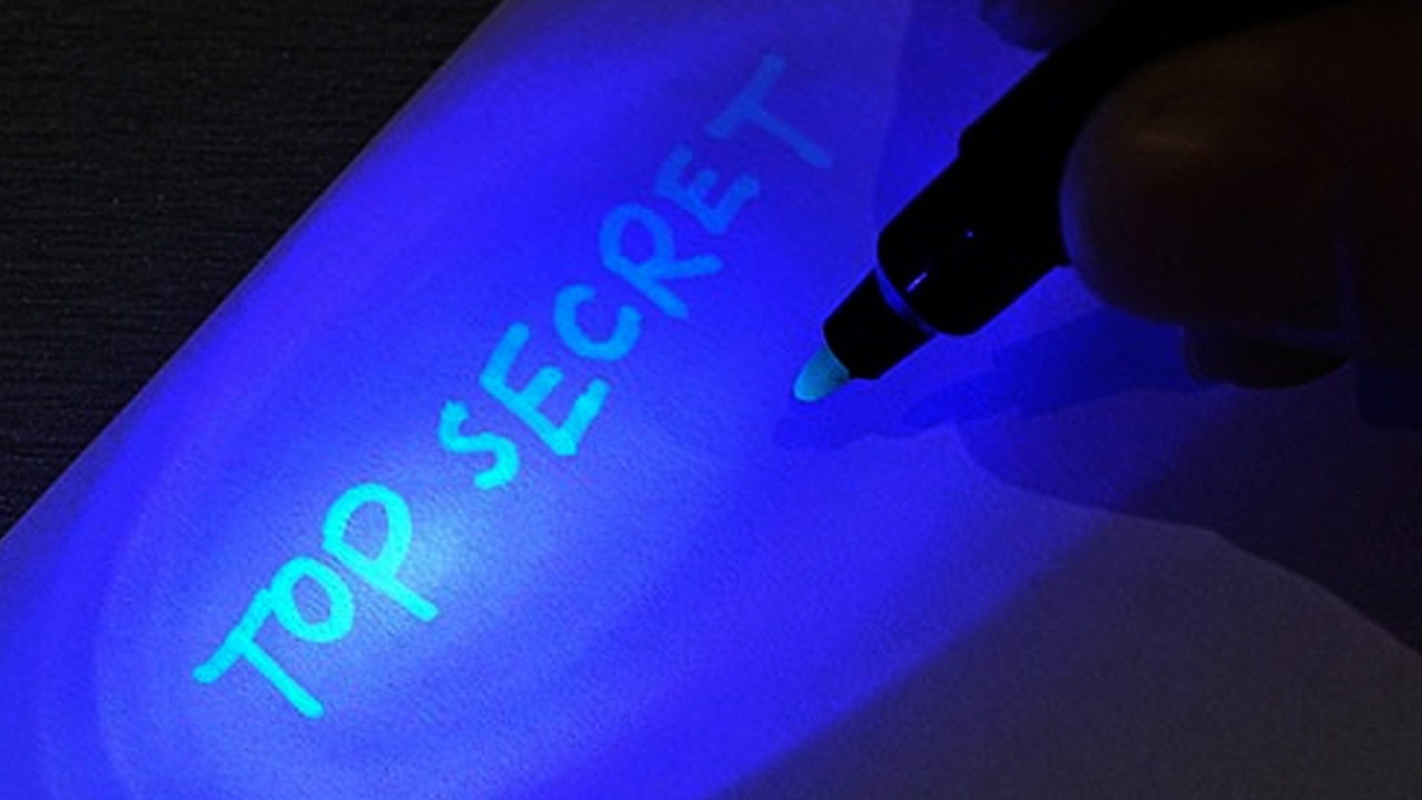 Transer Invisible Ink Pen Built in UV Light Magic Marker Spy Pen for Secret Message Party Use 