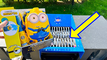 SHREDDER VS MINIONS WATER BLASTER BACKPACK : Crunchy Despicable Me Toys!