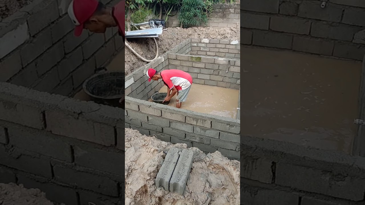 Proses pembuatan kolam beton 