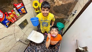 Living 24 hours in Bathroom🤣challenge