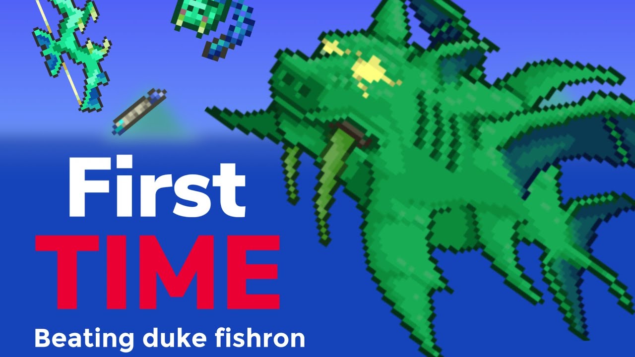 Beating duke fishron for the first time. +My reaction! - YouTube