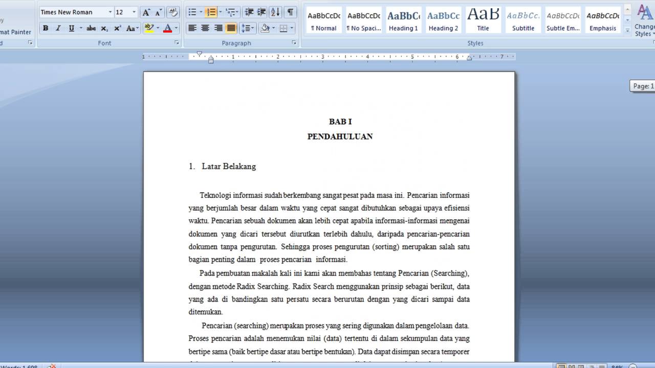 Tutorial Ms Word 2007 Bagian 1 Membuat Penomoran Halaman Mulai Dari Halaman Kedua Dokumen Youtube