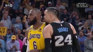 Dillon Brooks stares down LeBron James after drilling deep 3 👀