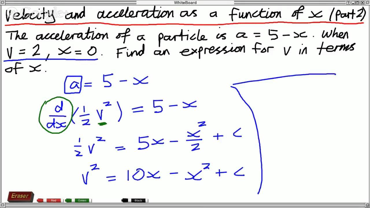 Velocity and acceleration as a function of displacement (part 2) - YouTube