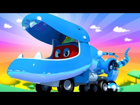 Truck videos for kids - Special Jurassic - Robotic T-rex truck - Super Truck in Car City