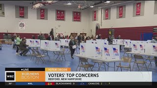 Steady stream of New Hampshire Primary voters at Bedford High School