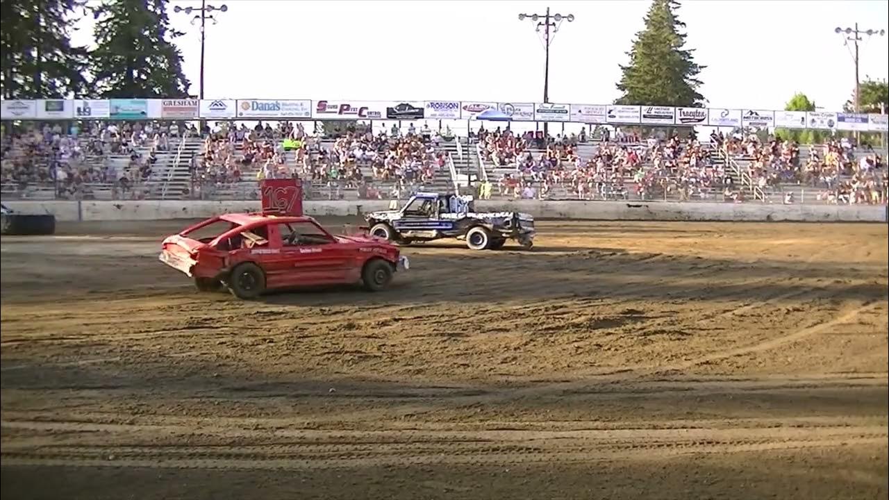 Kitsap destruction derby assn mini car figure 8 YouTube